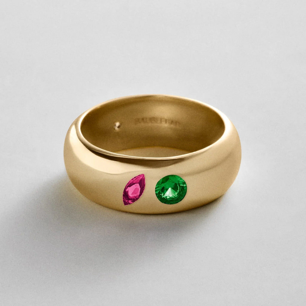 Custom Two-Stone Gold-Plated Band Ring