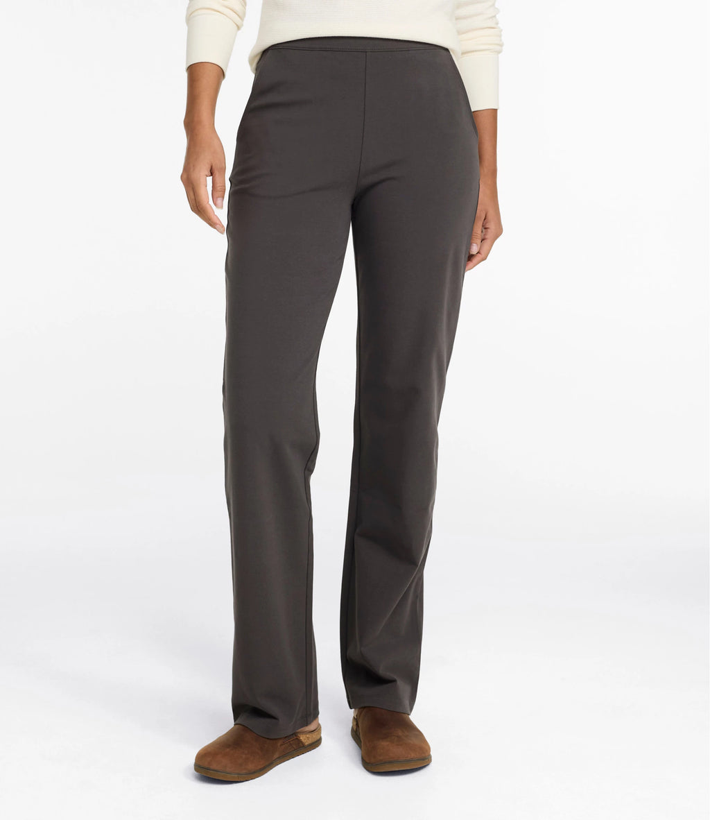 Women's High-Rise Straight-Leg Knit Pants - Black