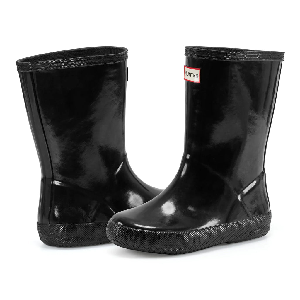 Kids' Glossy Rubber Rain Boots - Black