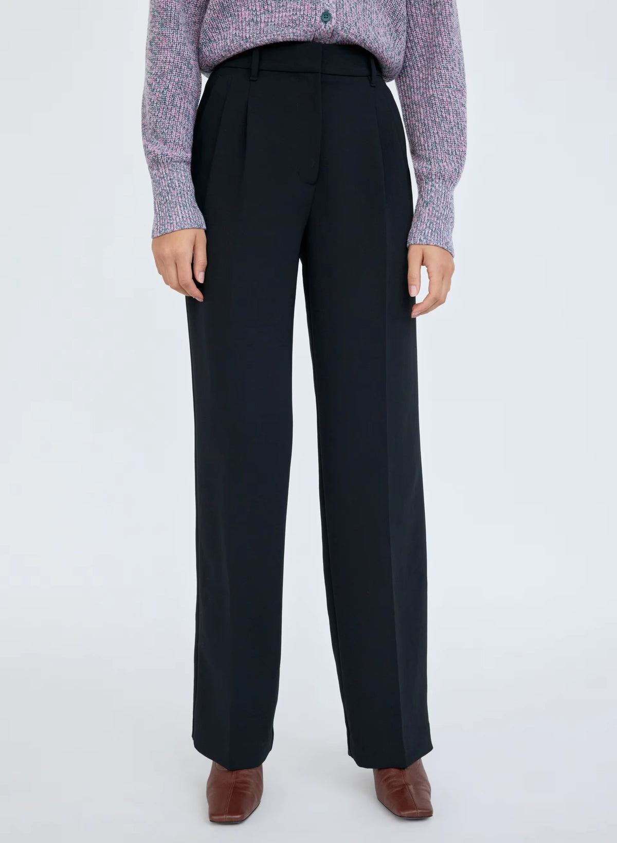 High-Rise Wide-Leg Crepe Trousers - Sand