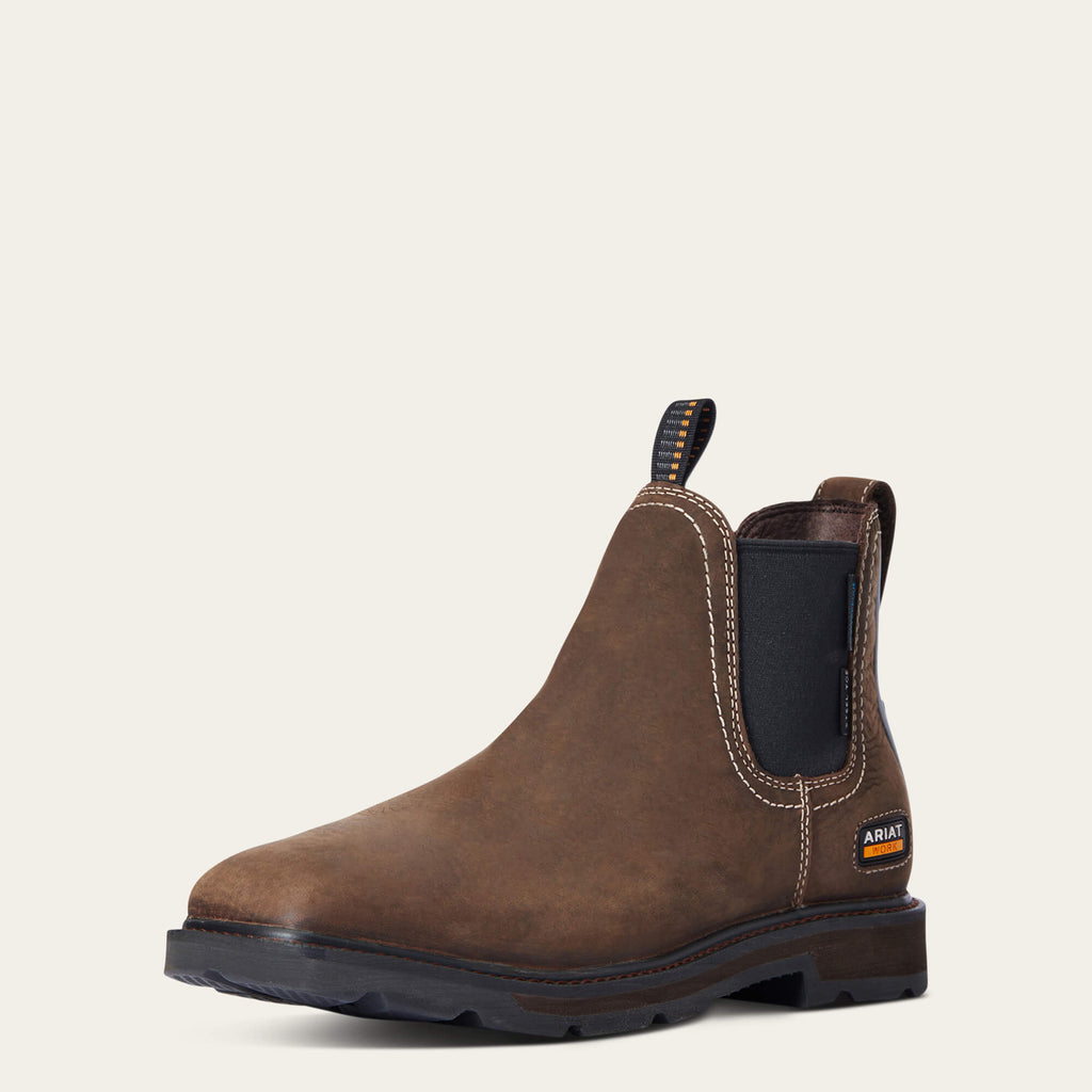 Waterproof Steel Toe Chelsea Work Boot - Dark Brown
