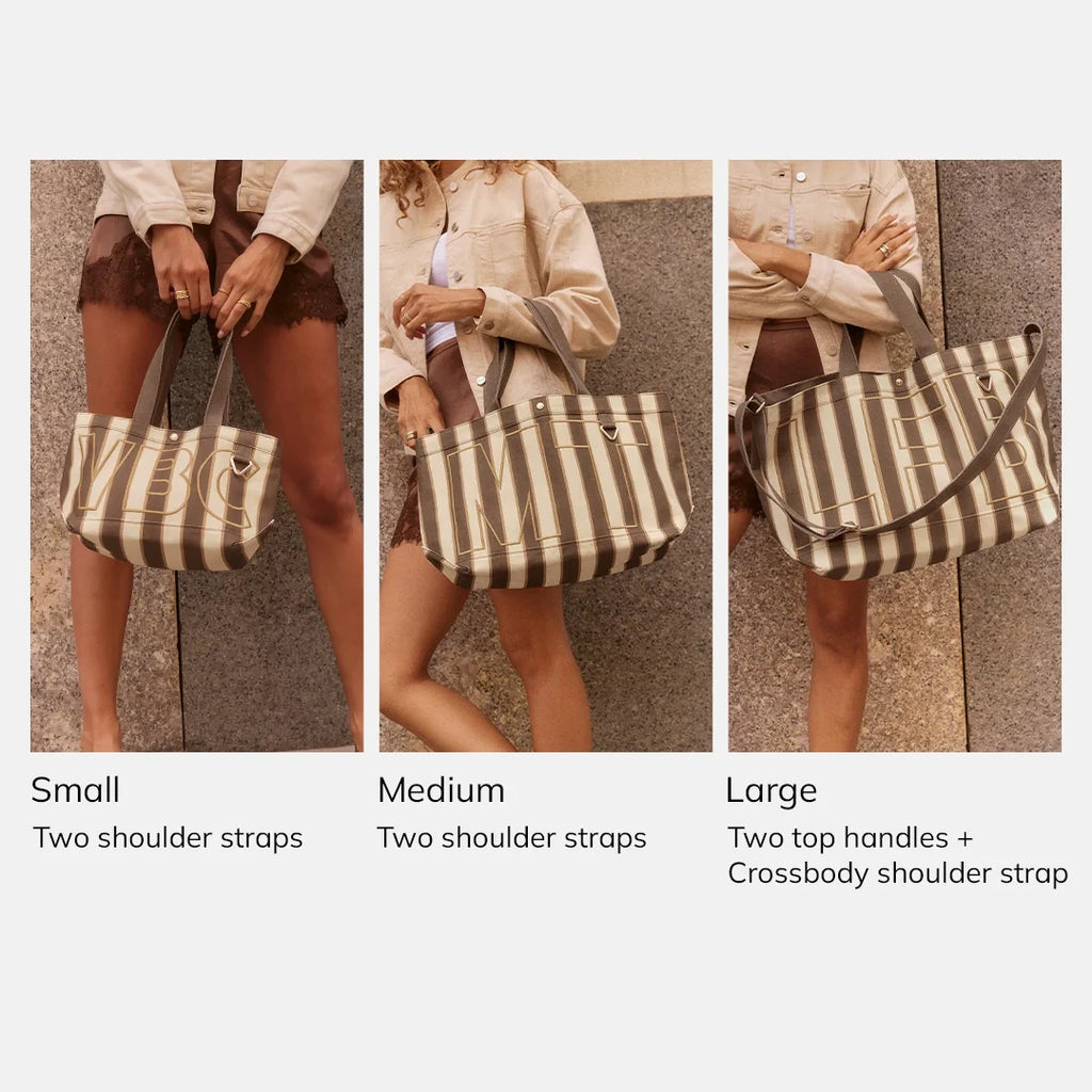Personalized Striped Canvas Tote - Hibiscus