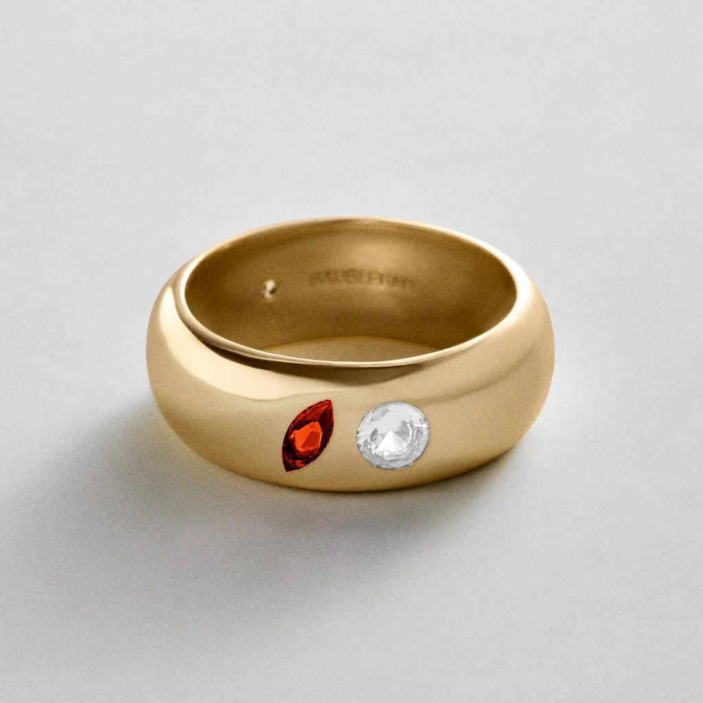 Custom Two-Stone Gold-Plated Band Ring