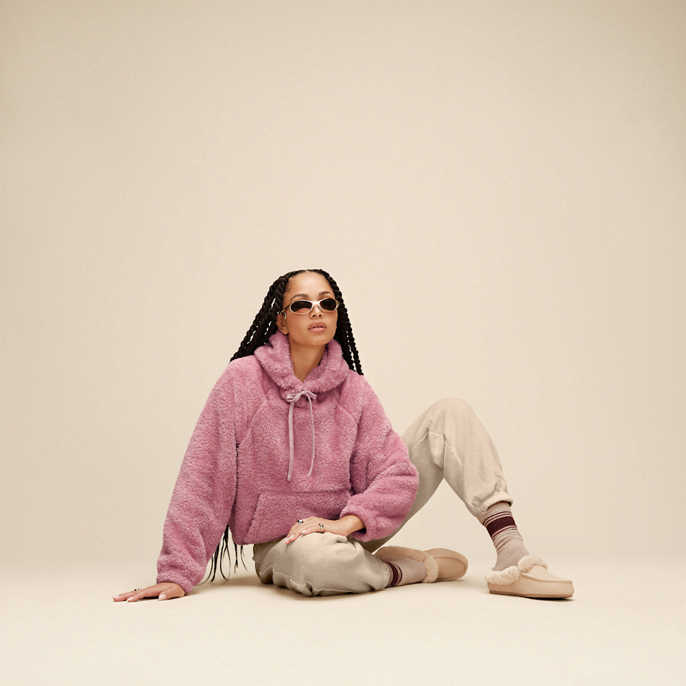 Women's Oversized Fleece Hoodie - Coffee Grounds