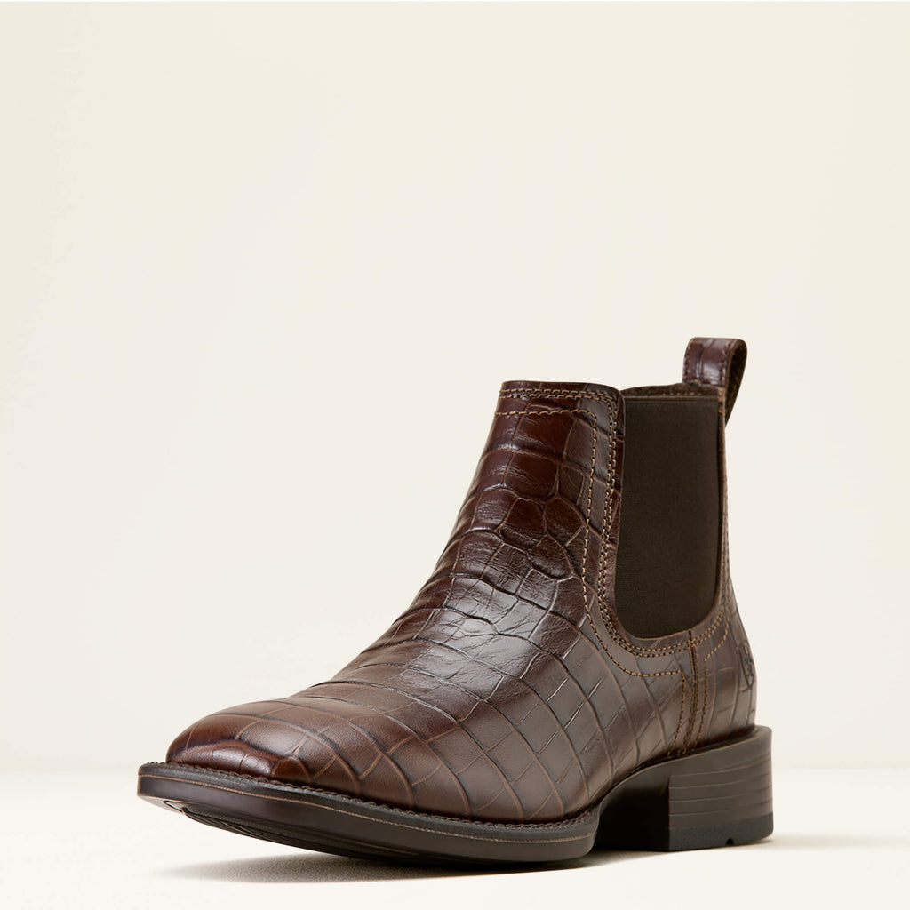 Men's Suede Wide Square Toe Chelsea Boots - Navy