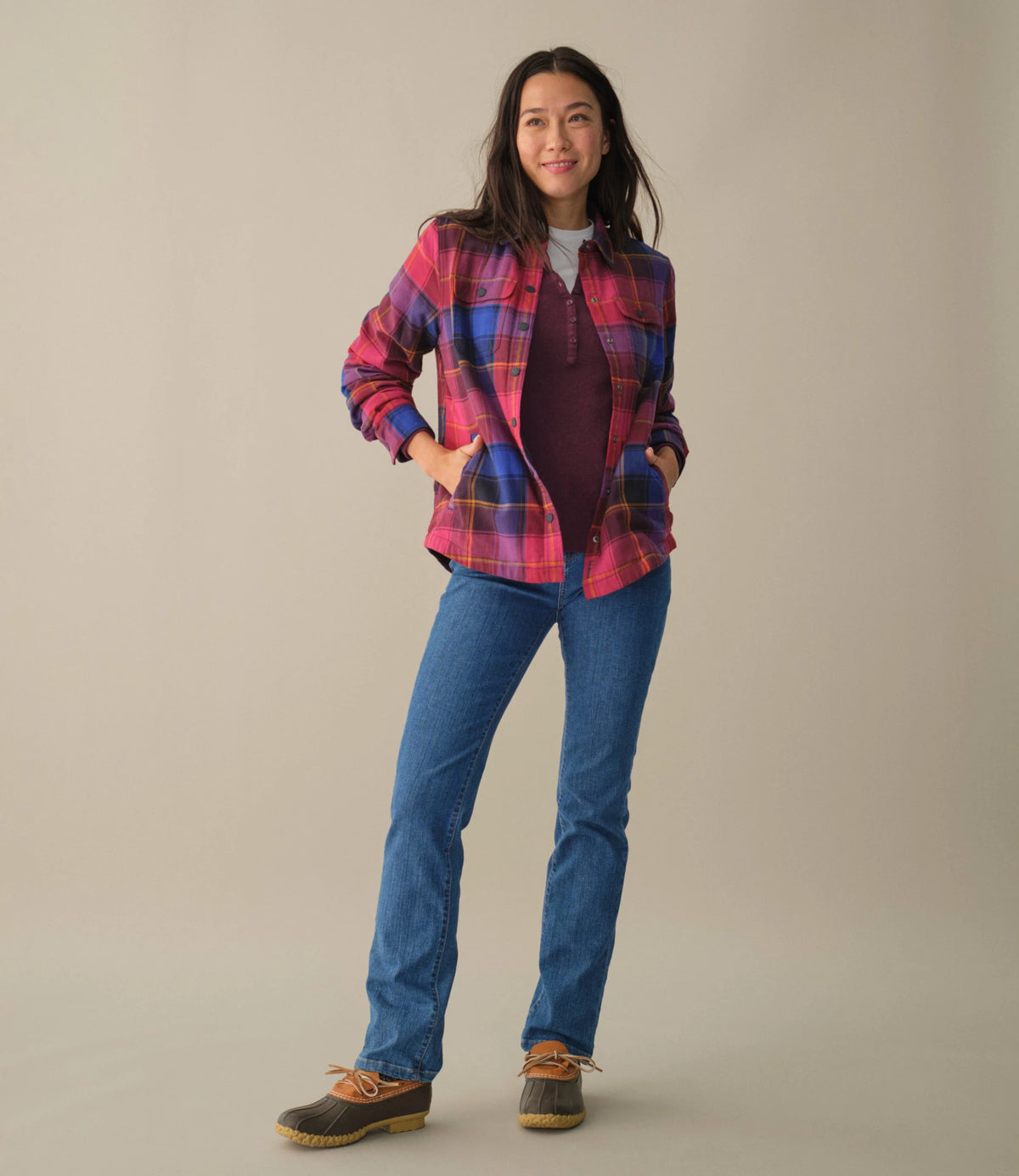 Women's Fleece-Lined Flannel Snap Shirt - Red Plaid
