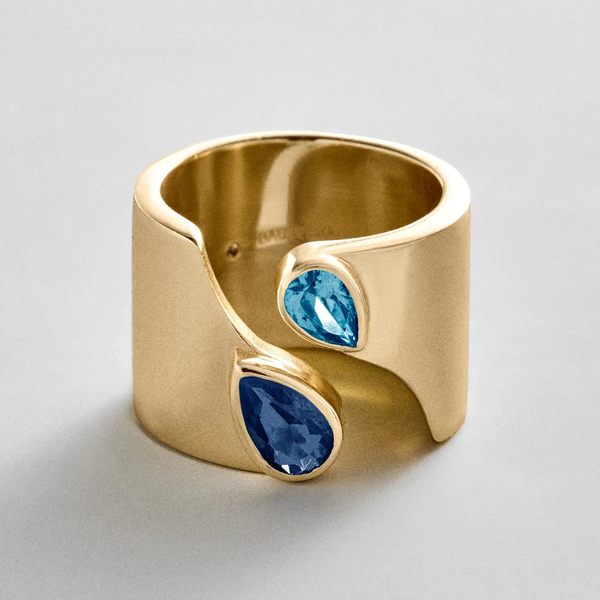 Personalized Two-Stone Open Band Ring - Gold