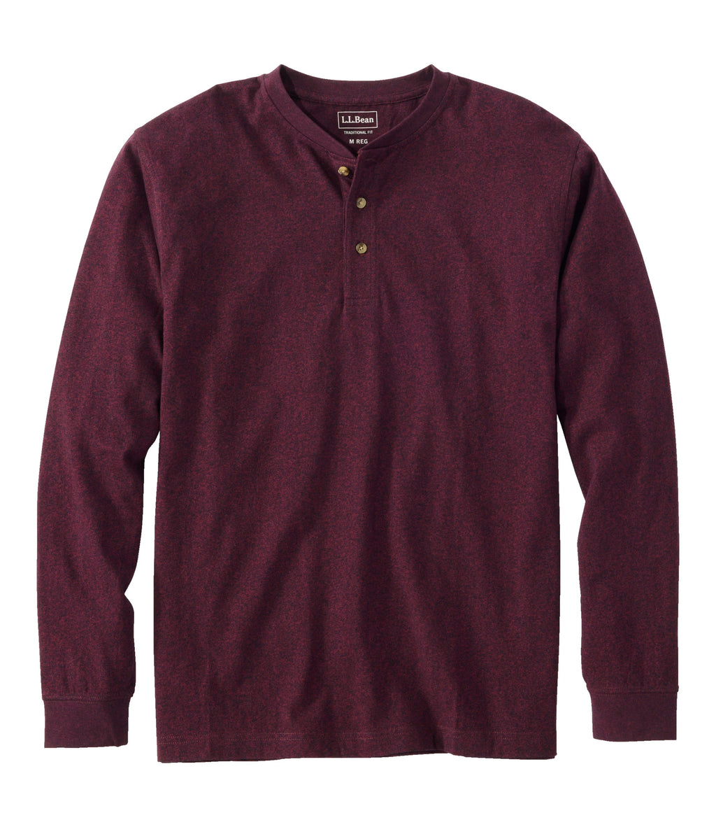 Men's Long-Sleeve Cotton Henley Shirt - Blue