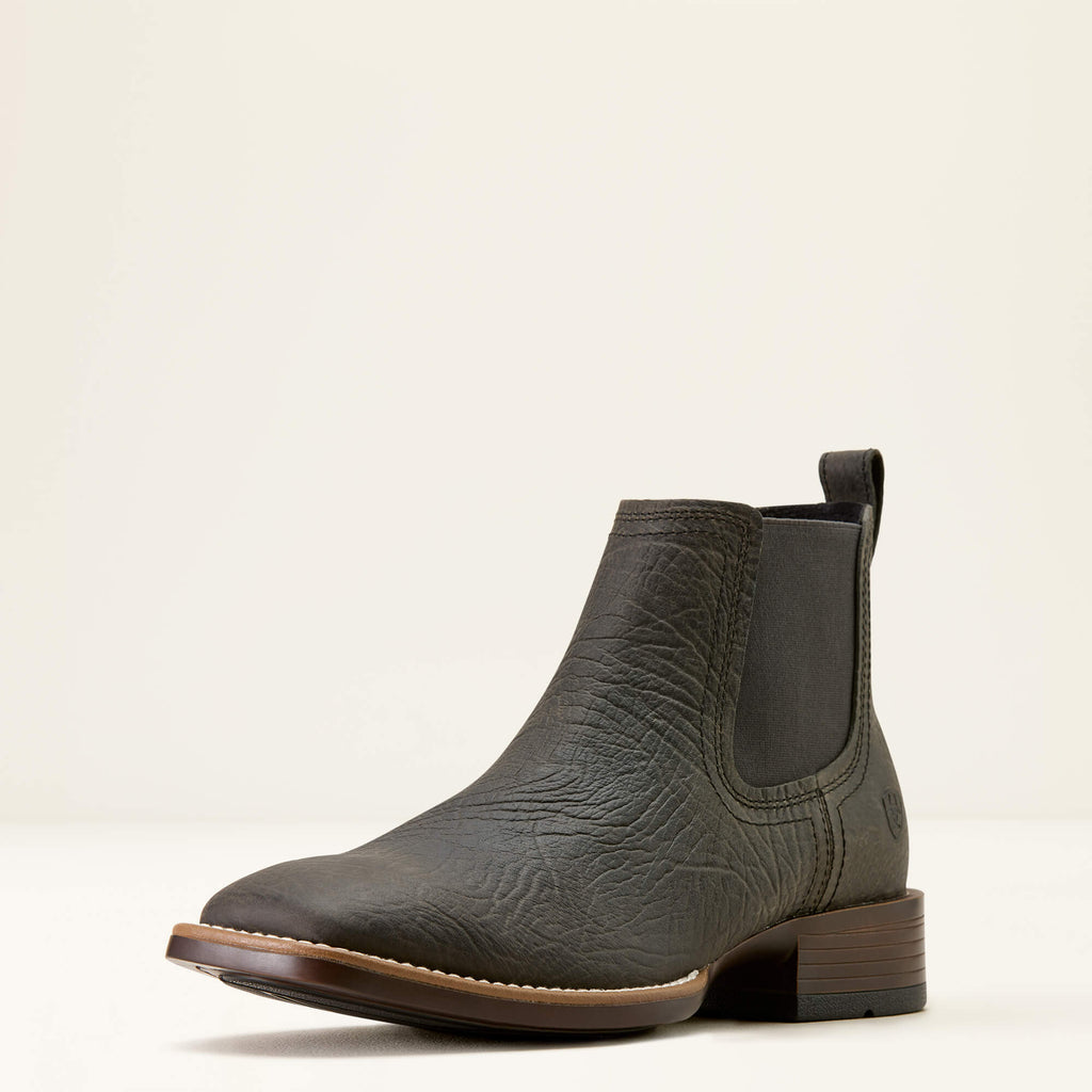 Men's Suede Wide Square Toe Chelsea Boots - Navy