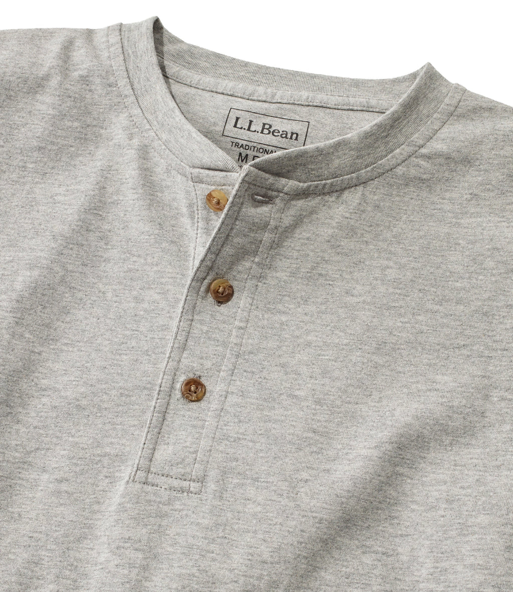 Men's Long-Sleeve Cotton Henley Shirt - Blue