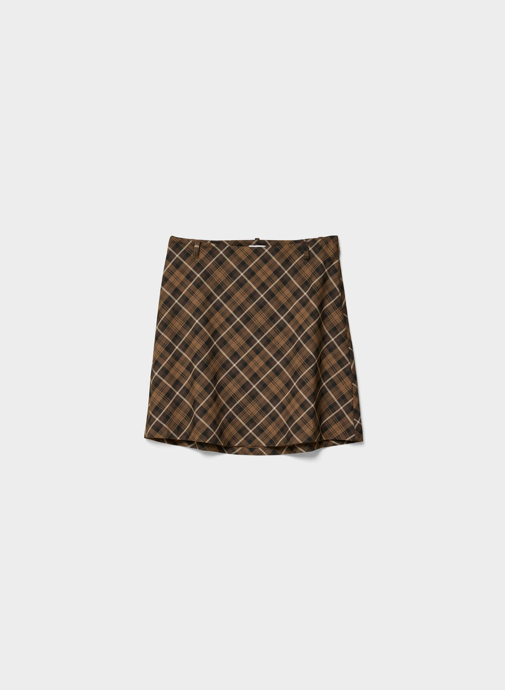 Low-Rise Knee-Length Twill Skirt - Navy Plaid