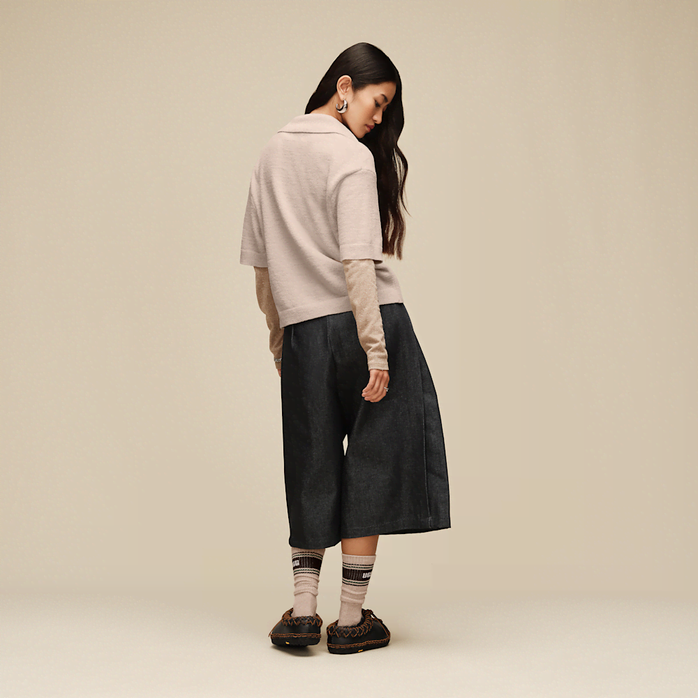 Women's Short-Sleeve Polo Sweater - Sand