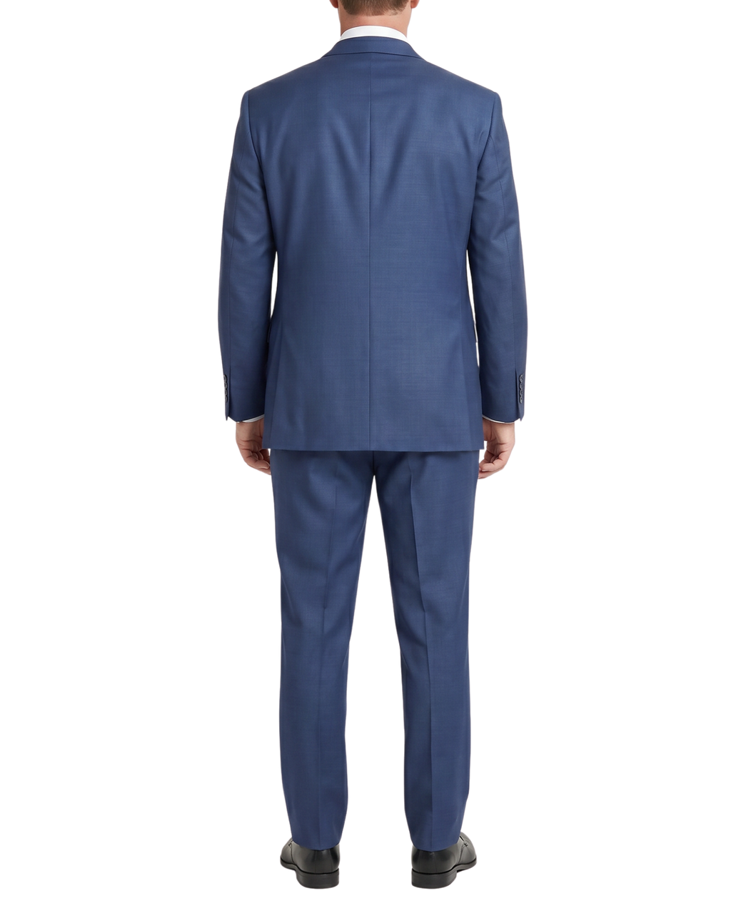 Men's Solid Navy Blue Portly Fit Wool 2-Button Suit