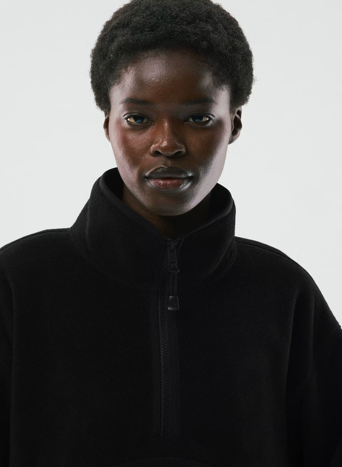 Oversized Half-Zip Microfleece Pullover - Gray