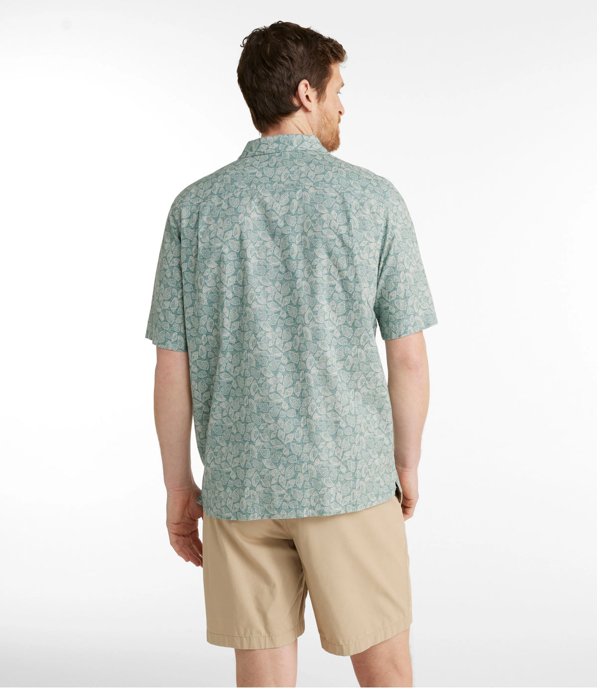 Men's Short-Sleeve Cotton Print Shirt - Brown