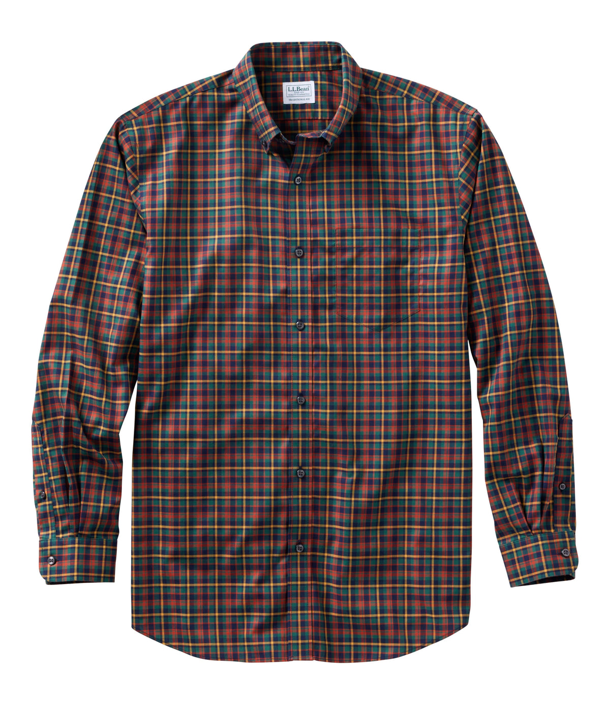 Men's Cotton Check Button-Down Shirt - Light Gold