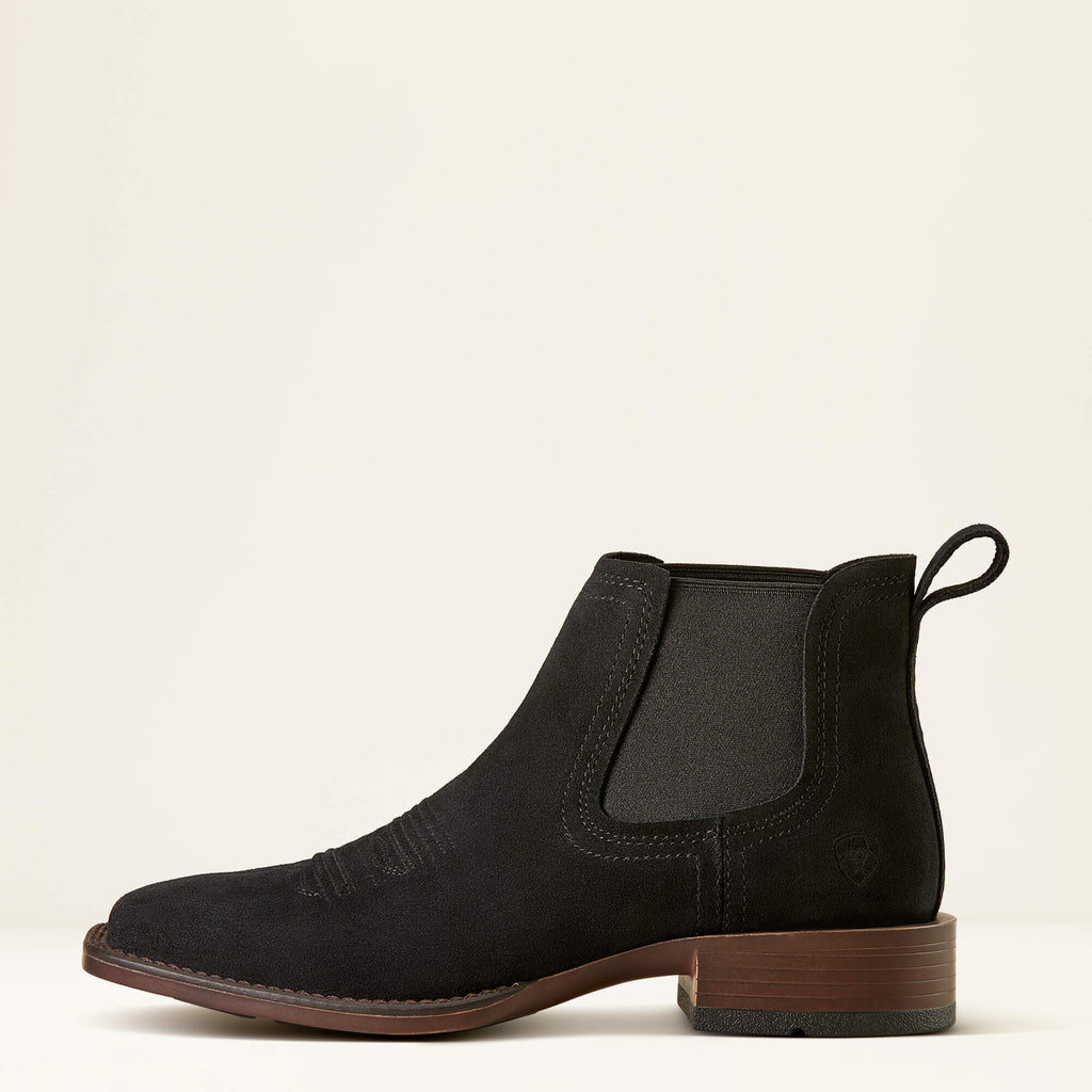 Men's Suede Wide Square Toe Chelsea Boots - Navy