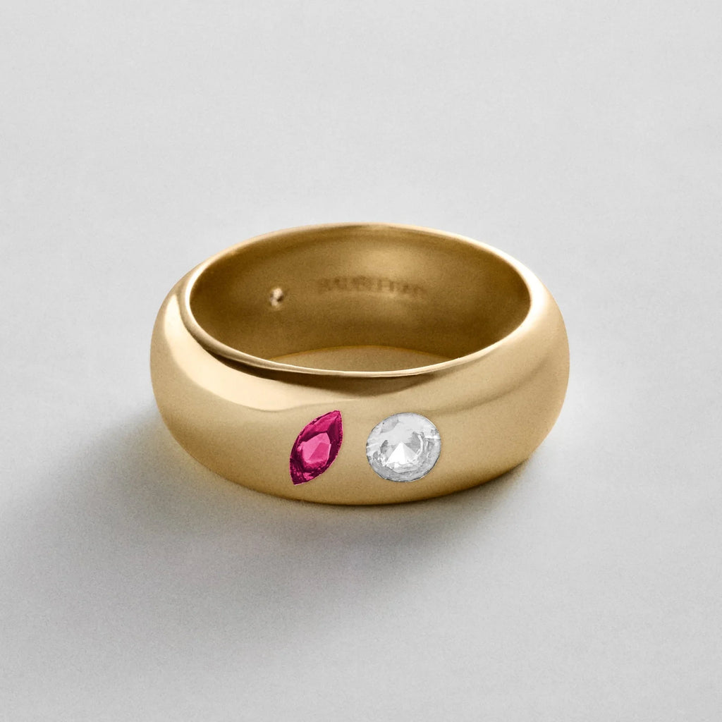 Custom Two-Stone Gold-Plated Band Ring