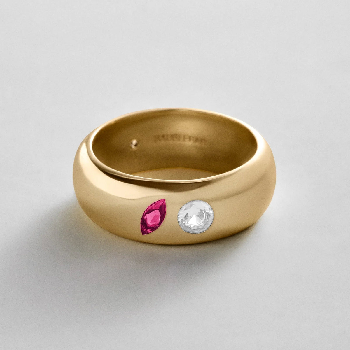 Custom Two-Stone Gold-Plated Band Ring