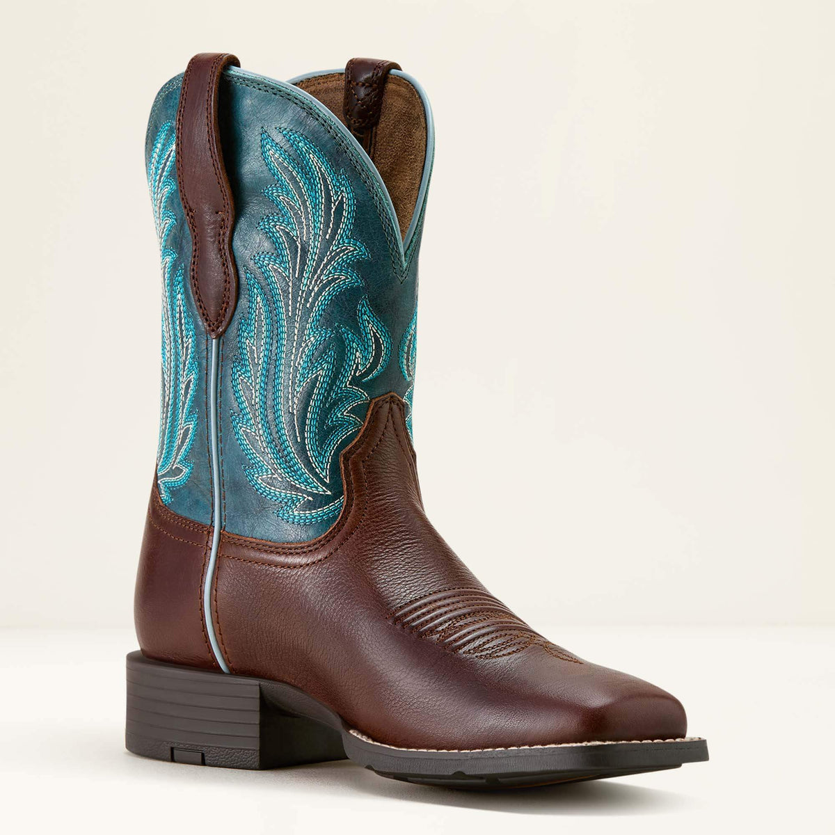 Women's Leather Wide Square Toe Western Boot