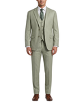 Men's Sage Green Herringbone Slim Fit Notch Lapel Stretch 3-Piece Suit