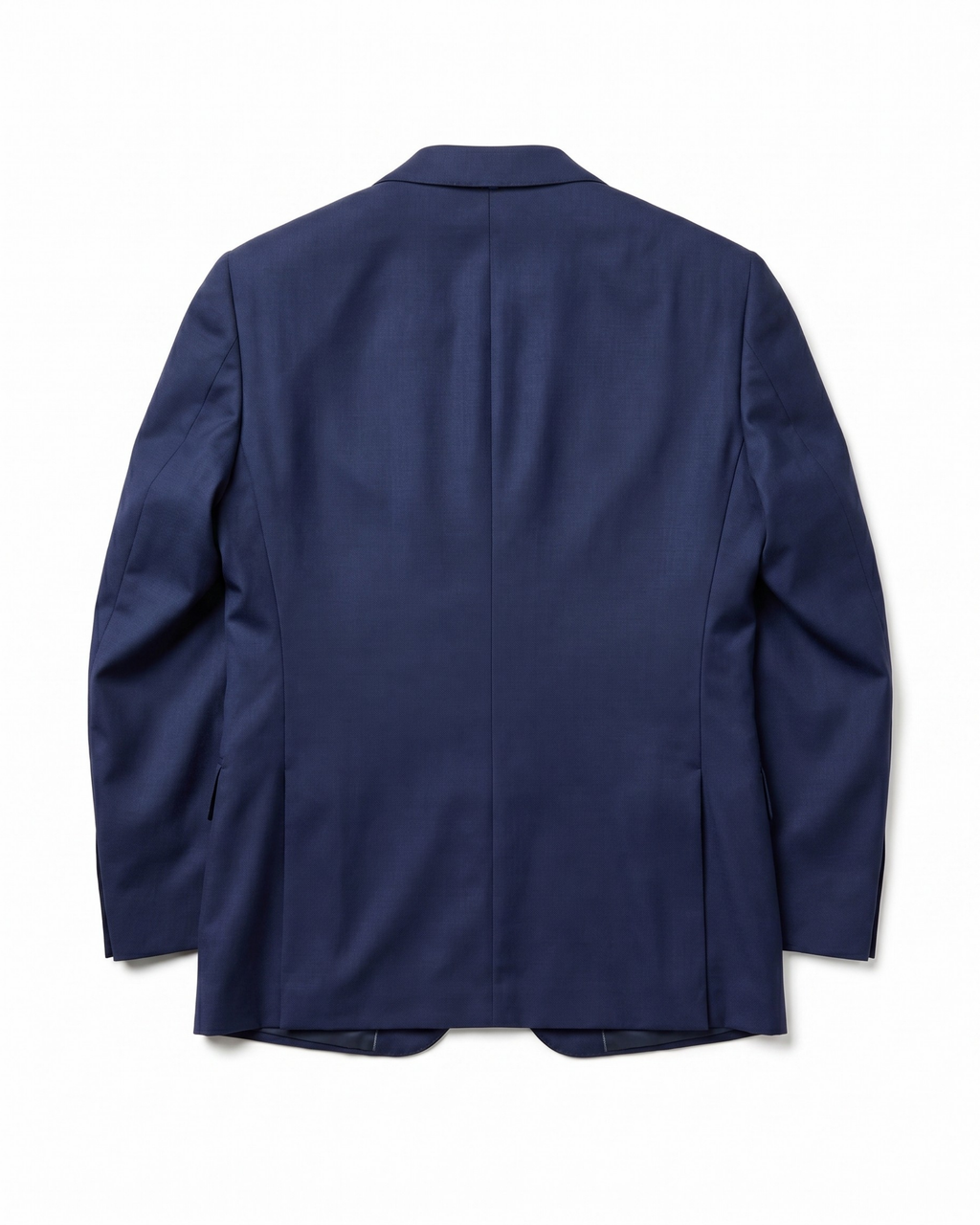 Men's Solid Dark Blue Slim Fit Gabardine Wool 2-Button Suit