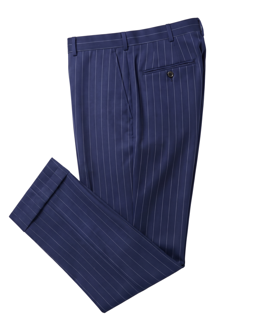 Men's Navy Pinstripe Classic Fit Half Canvassed 2-Button Wool Suit