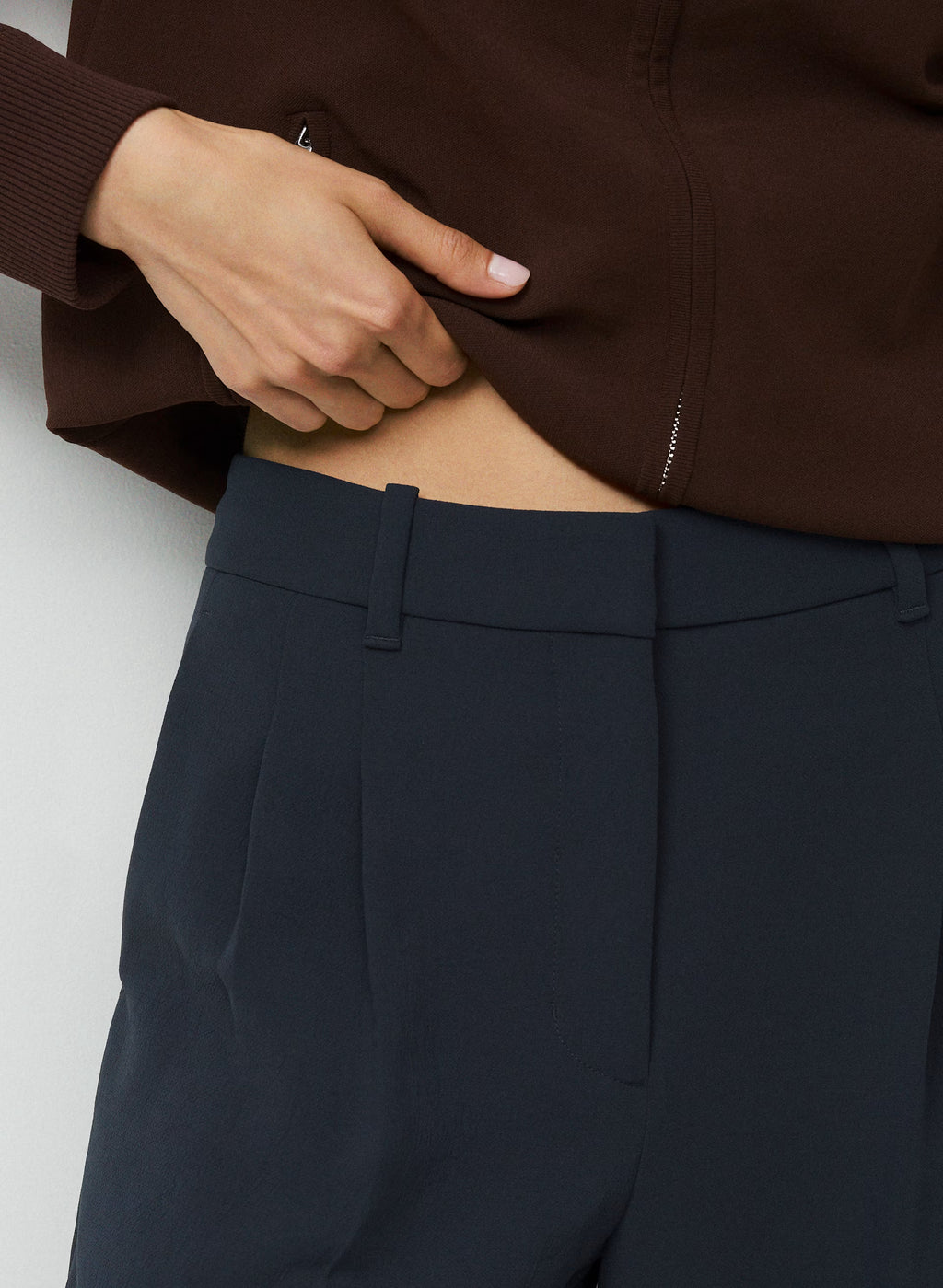 High-Rise Wide-Leg Crepe Trousers - Sand