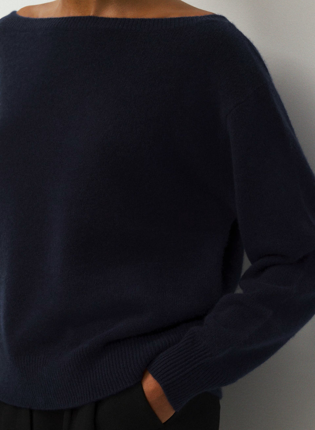 Cashmere Boatneck Sweater - Heather Gray