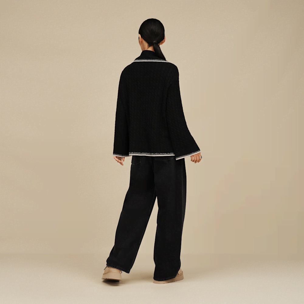 Women's Cable Knit Quarter-Zip Sweater - Oatmeal