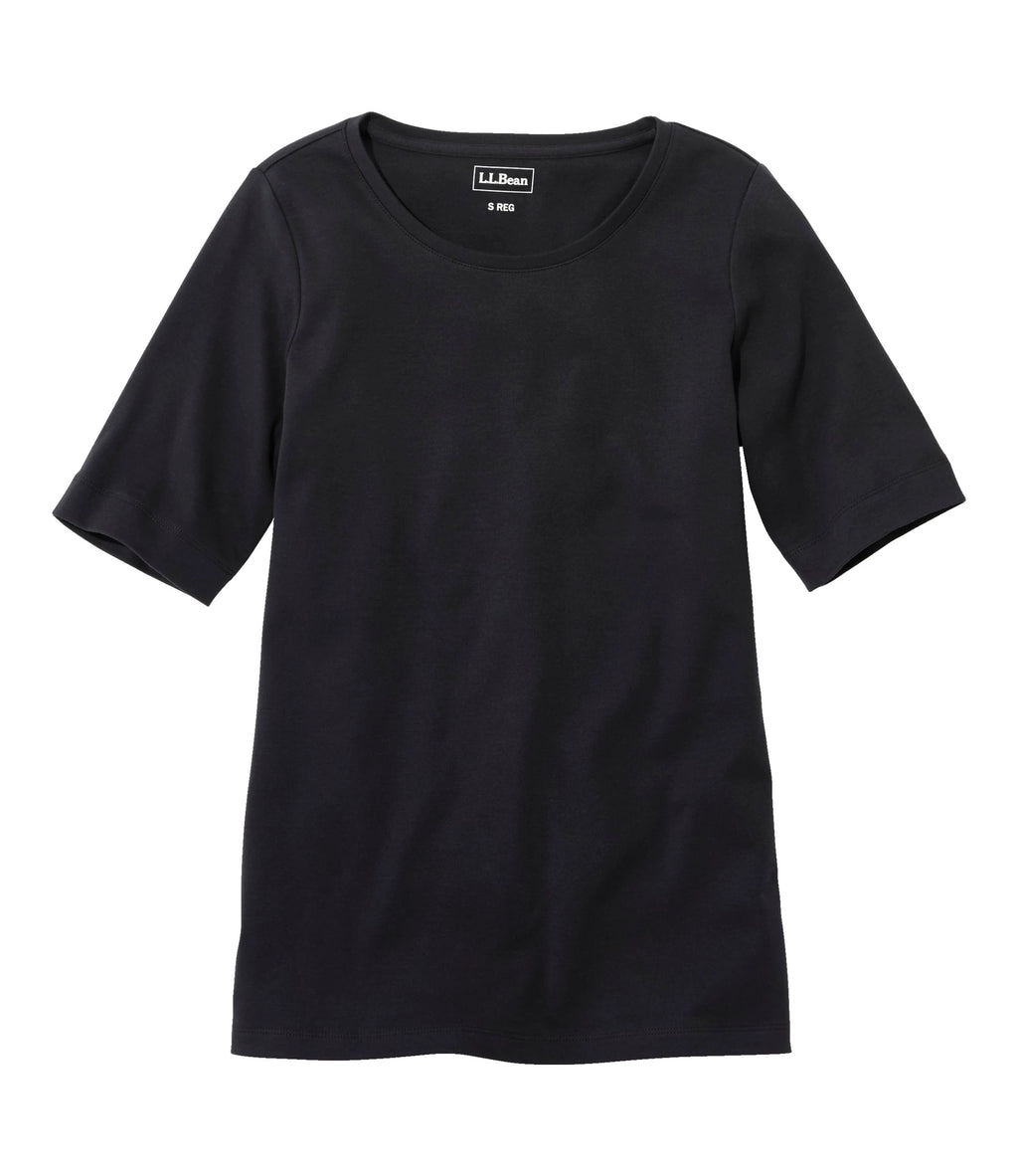 Women's Cotton Jewel Neck Elbow-Sleeve T-Shirt - White