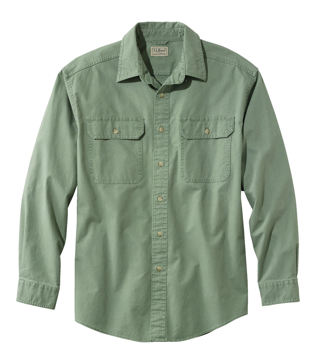 Men's Cotton Canvas Button-Down Shirt - Green