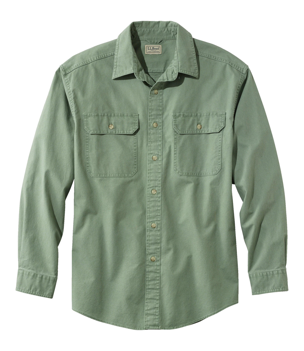 Men's Cotton Canvas Button-Down Shirt - Green