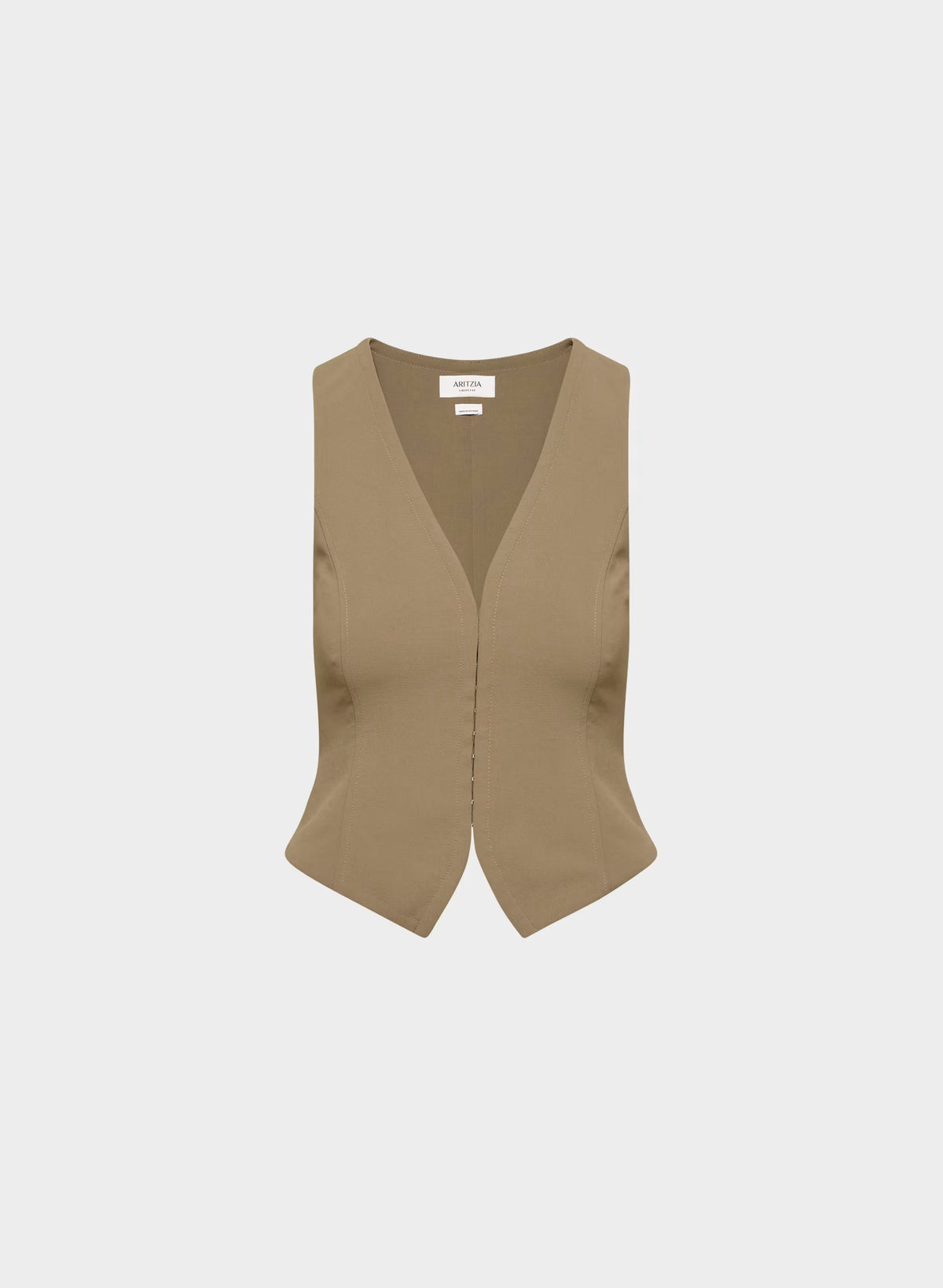 Lined Tailored Suit Vest - Olive