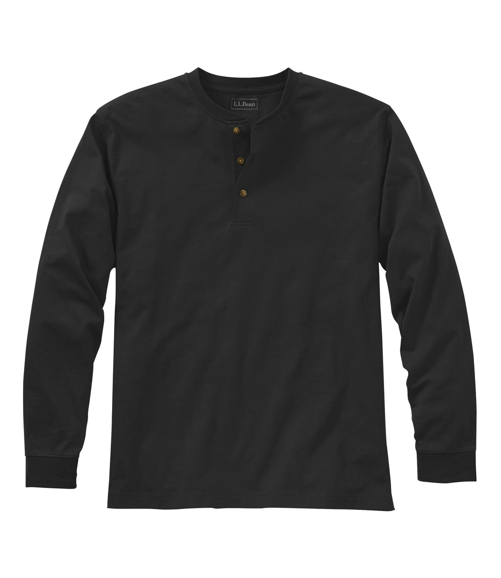 Men's Long-Sleeve Cotton Henley Shirt - Blue