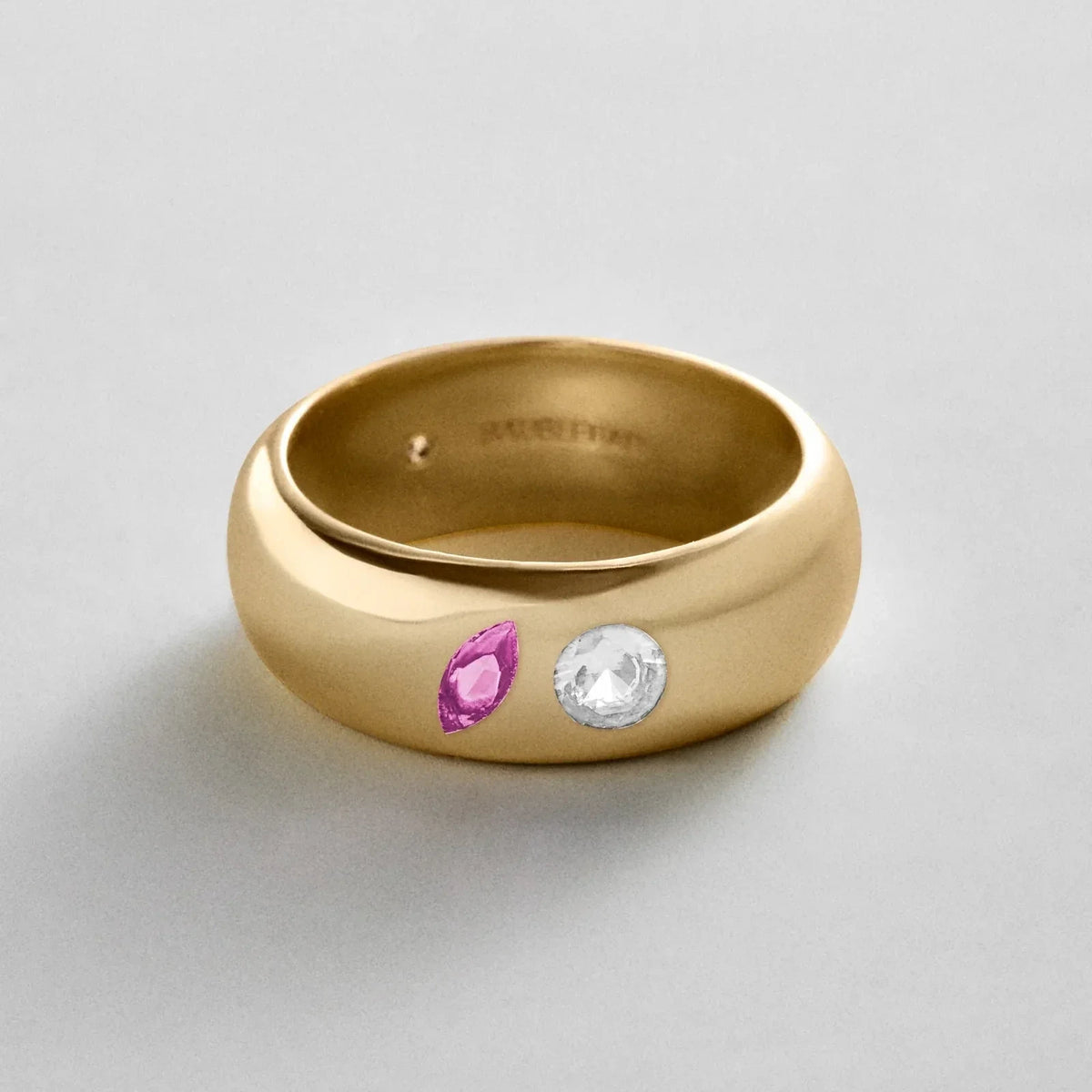 Custom Two-Stone Gold-Plated Band Ring