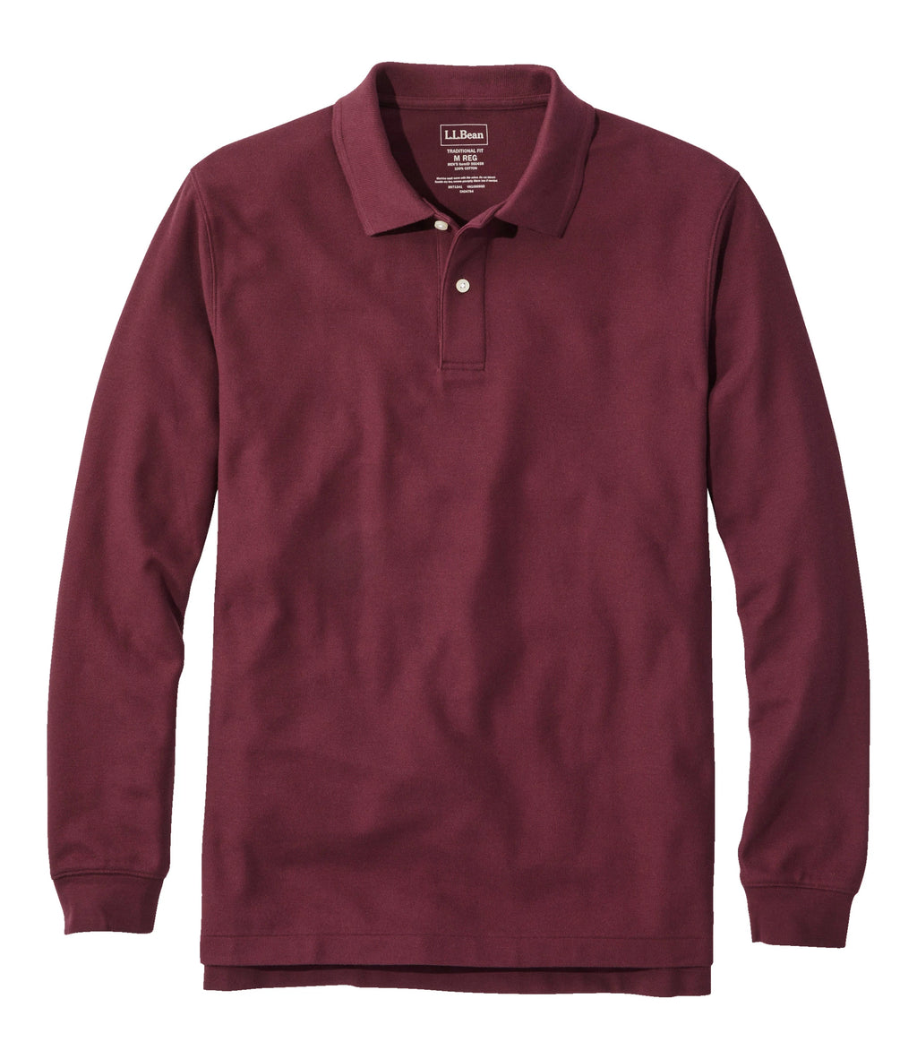 Men's Long-Sleeve Cotton Pique Polo - Lavender