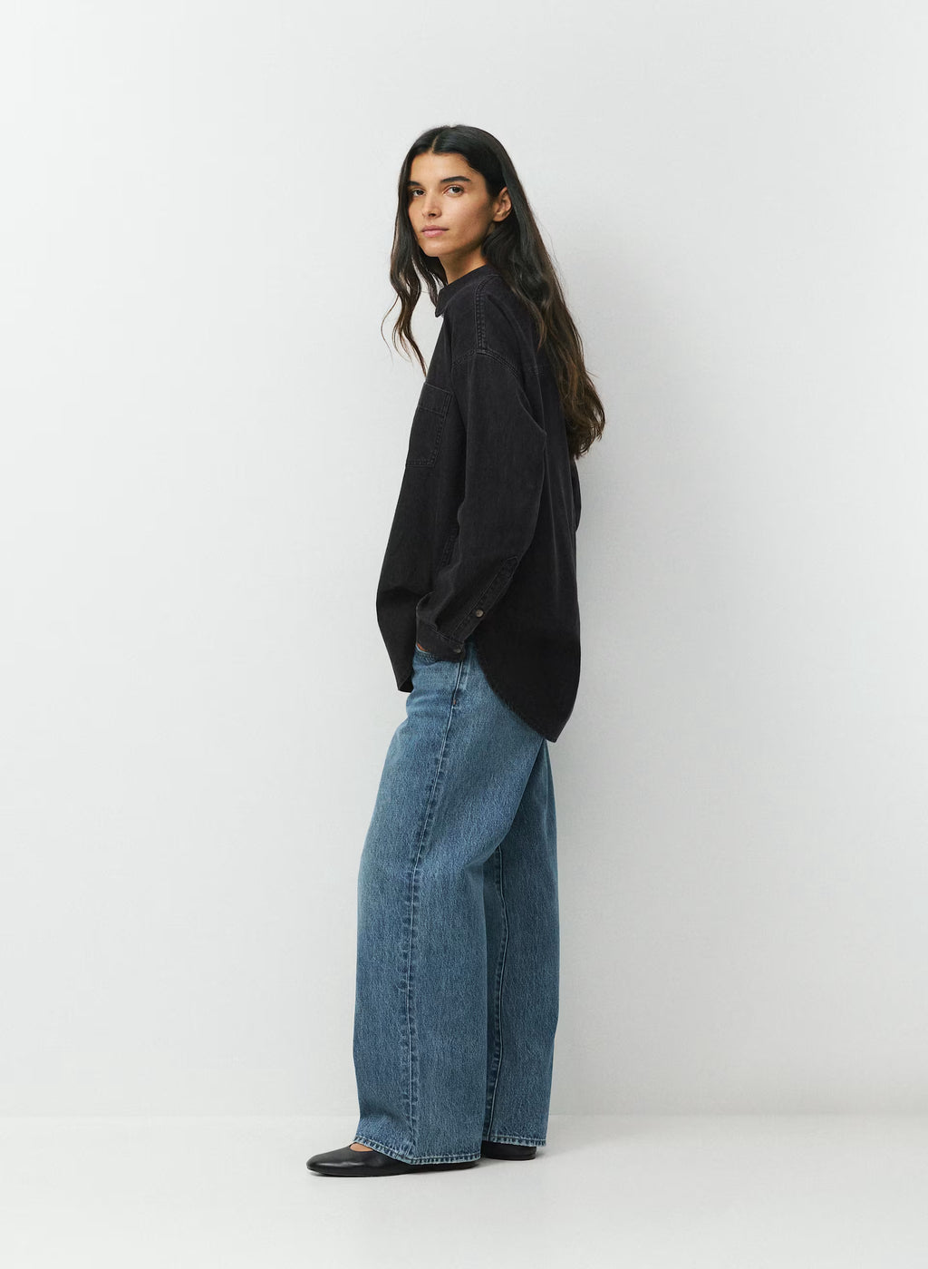 Oversized Hemp Blend Denim Shirt - Indigo
