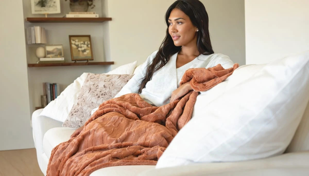Textured Plush Baby Blanket - Terracotta
