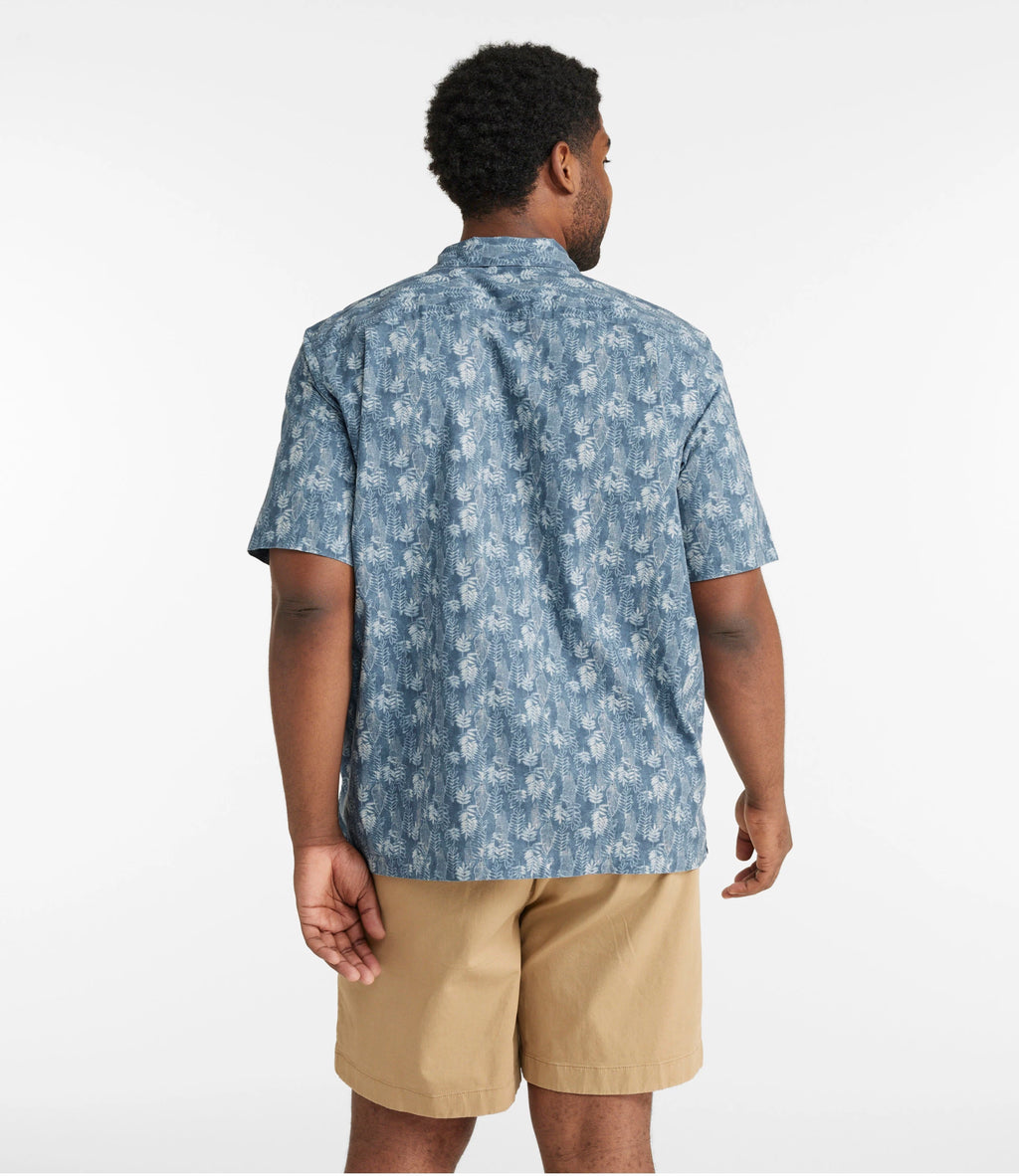 Men's Short-Sleeve Cotton Print Shirt - Brown