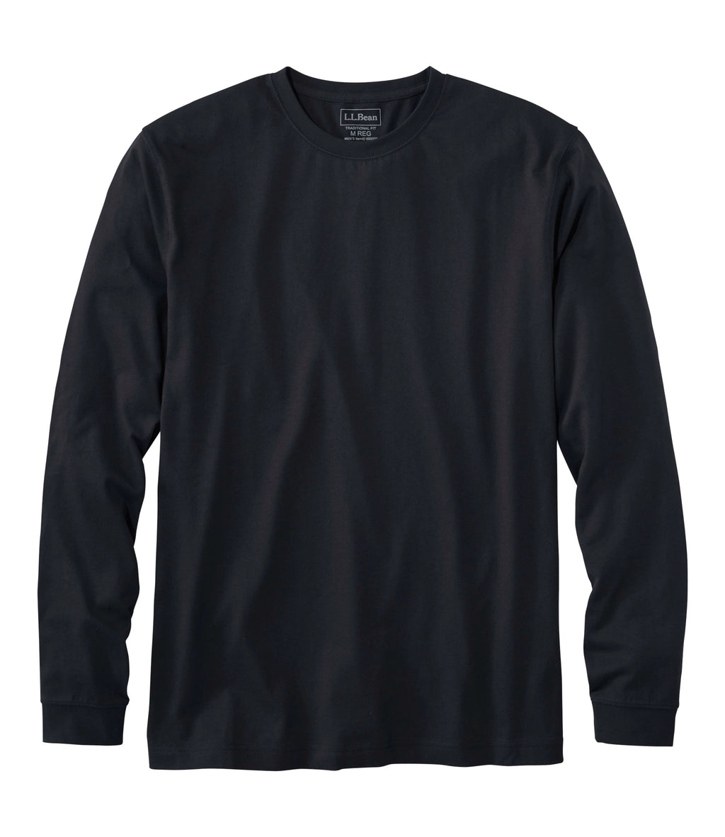 Men's Long-Sleeve Cotton Crewneck T-Shirt - Black