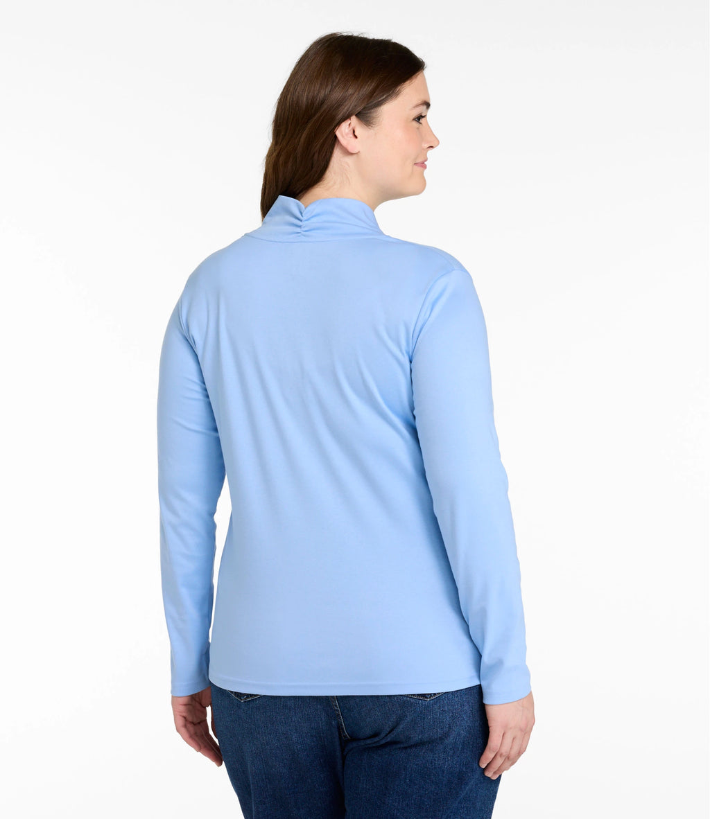Women's Pima Cotton Shawl Collar T-Shirt - Blue