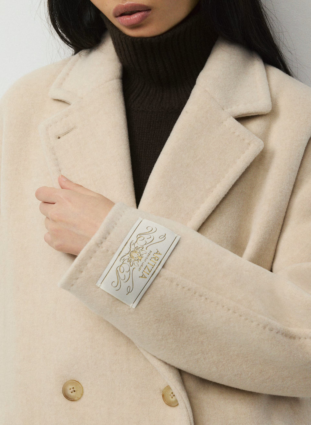 Double-Breasted Wool Cashmere Coat - Herringbone
