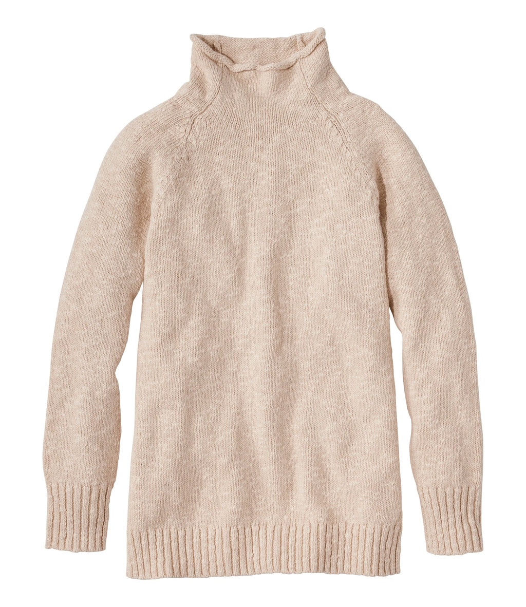 Women's Cotton Funnel Neck Pullover Sweater - Natural