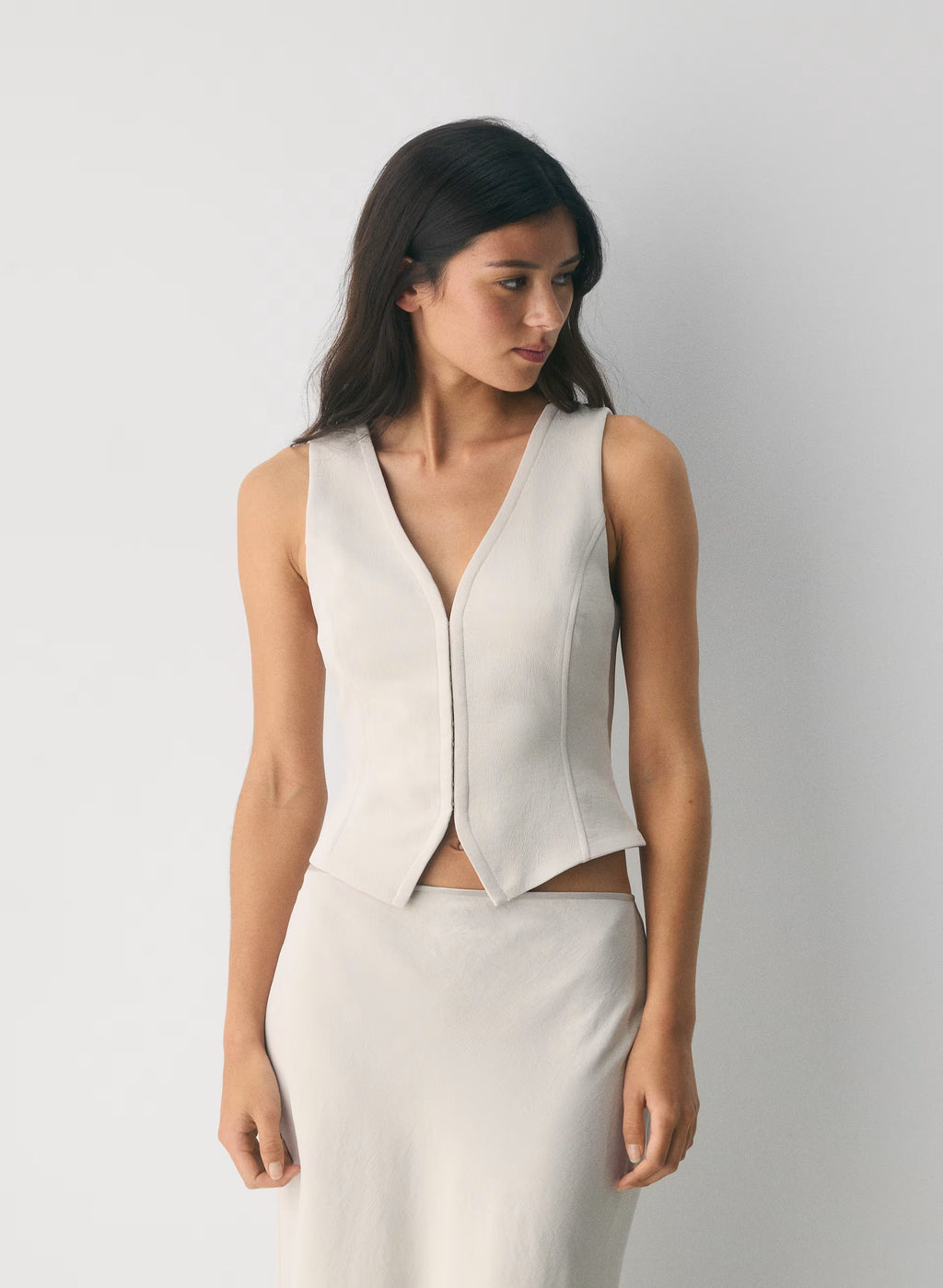 Lined Tailored Suit Vest - Olive