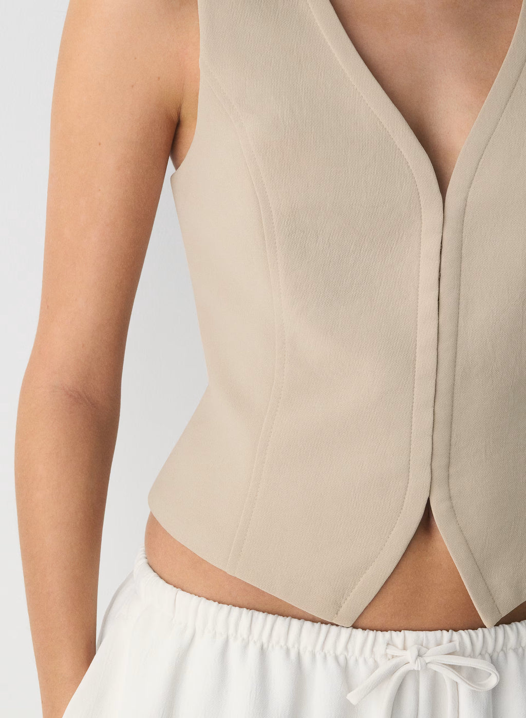 Lined Tailored Suit Vest - Olive