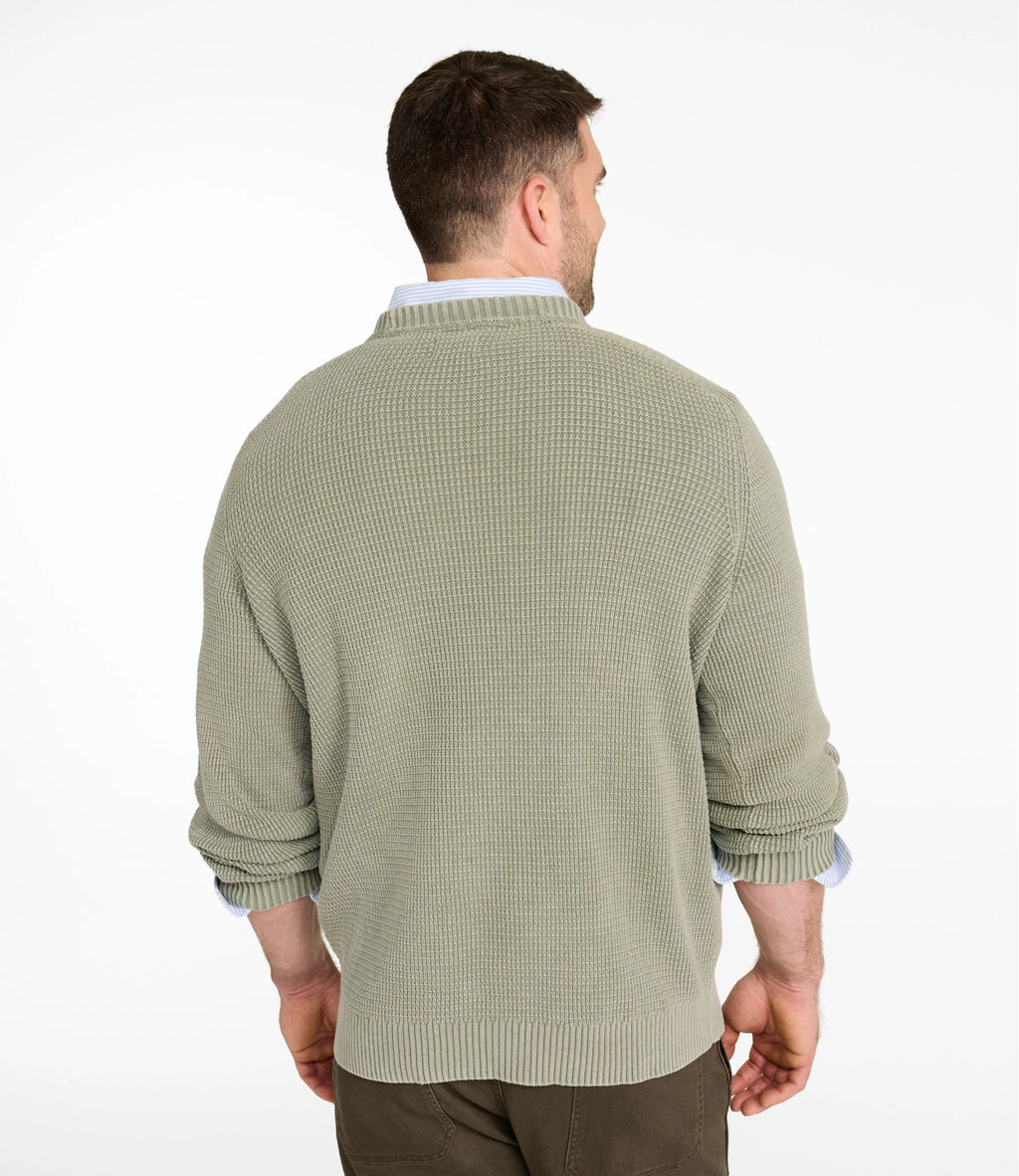 Men's Textured Cotton Crewneck Sweater - Sienna