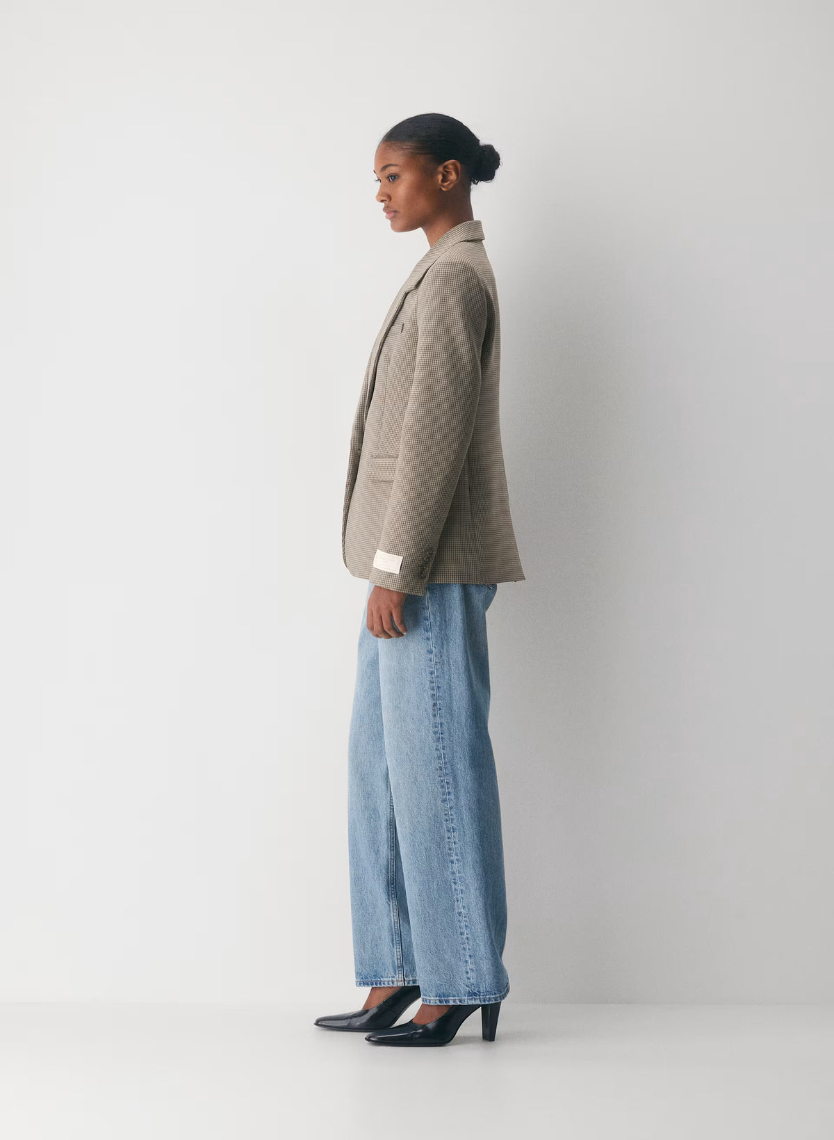 Single-Breasted Stretch Blazer - Check