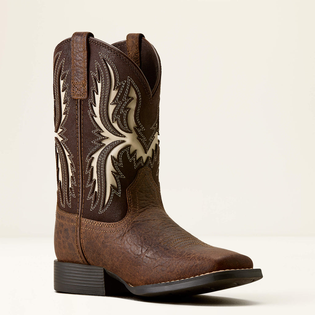 Kids' Wide Square Toe Western Boot - Brown