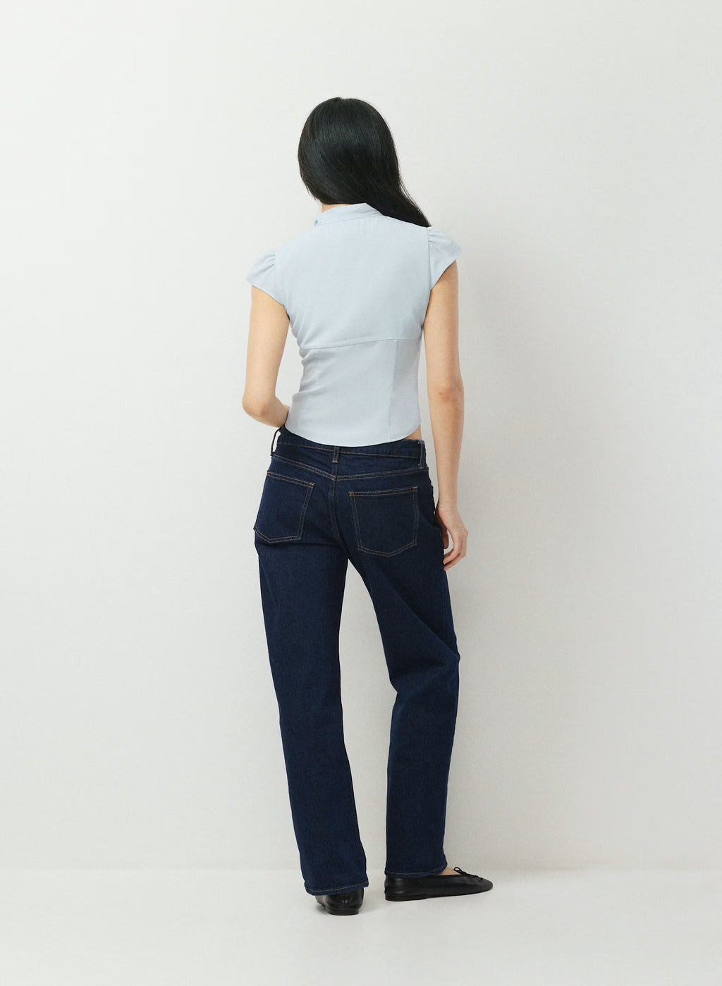 Short-Sleeve Button Top - Light Blue